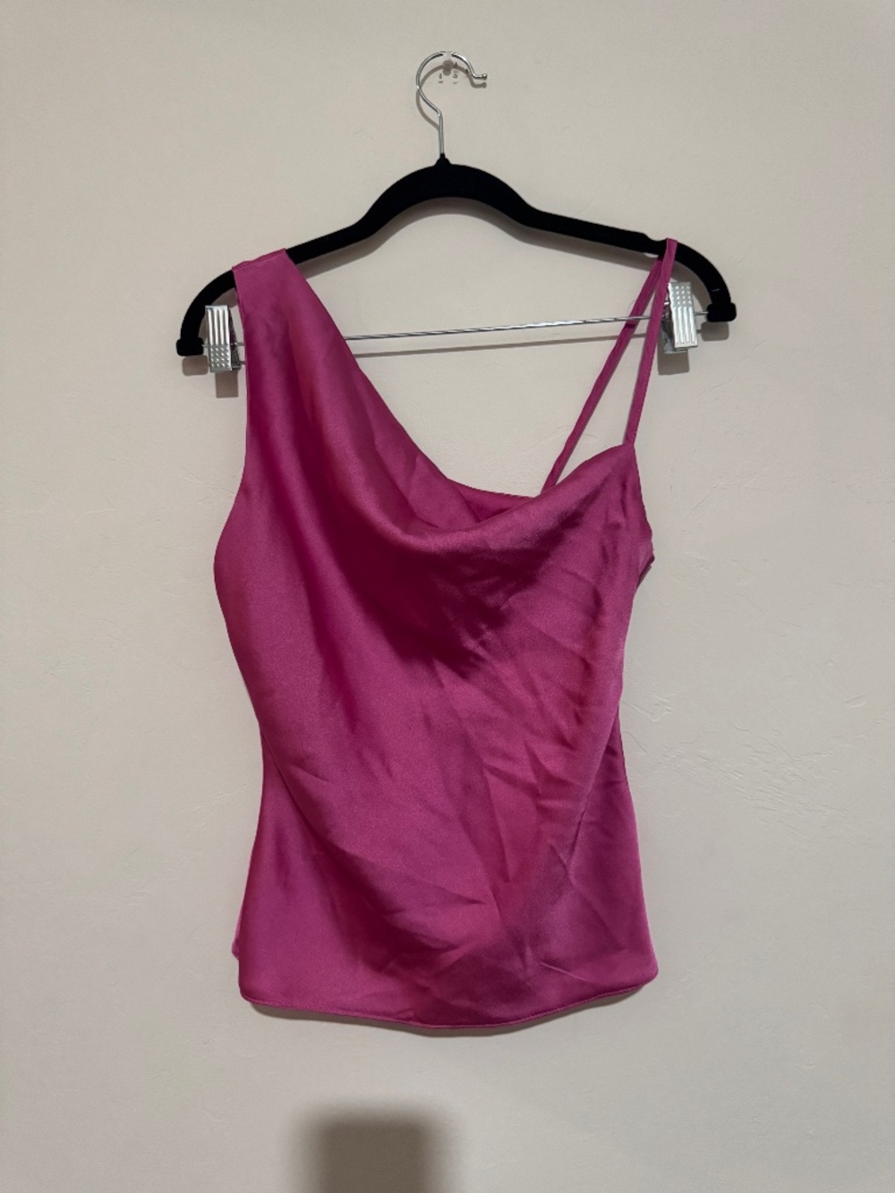 Nasty Gal Hot Pink One Shoulder Satin Tank Top Size 0 Party Night Out